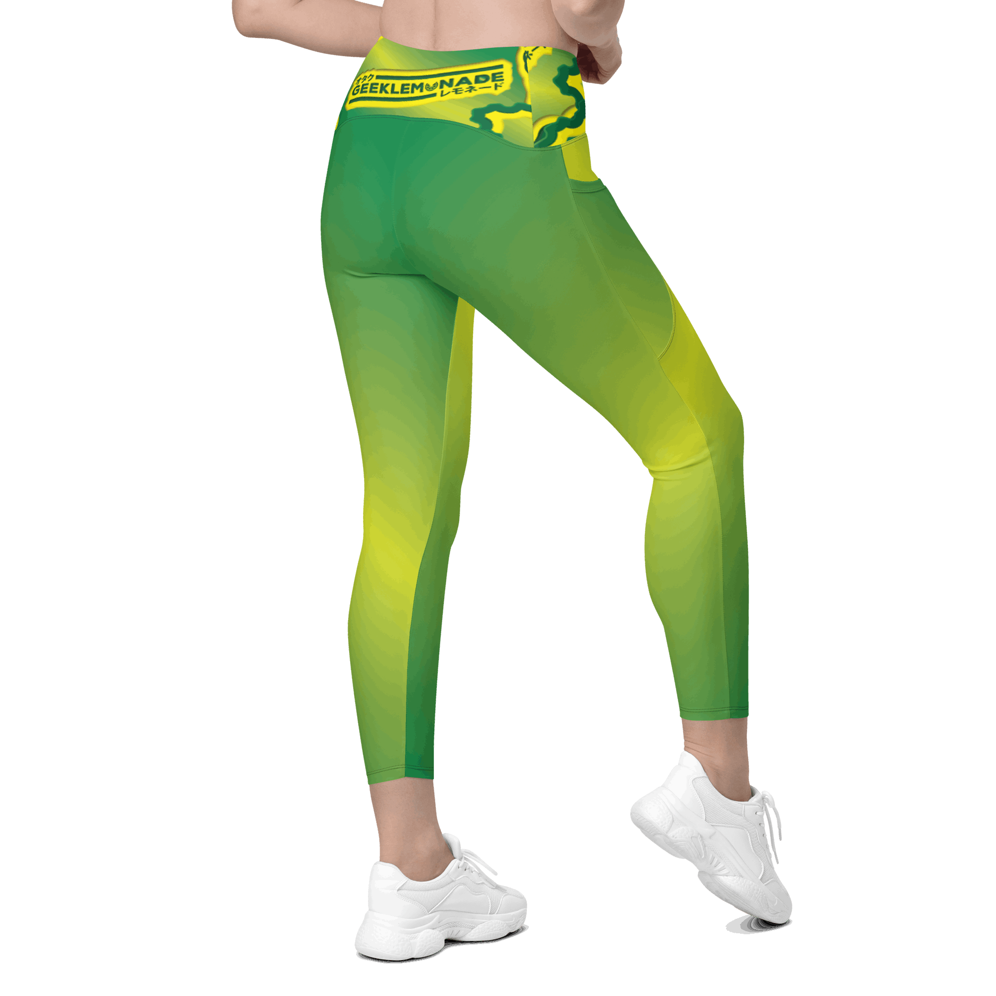 Geek's Pink & Purp - Green Crossover leggings with pockets