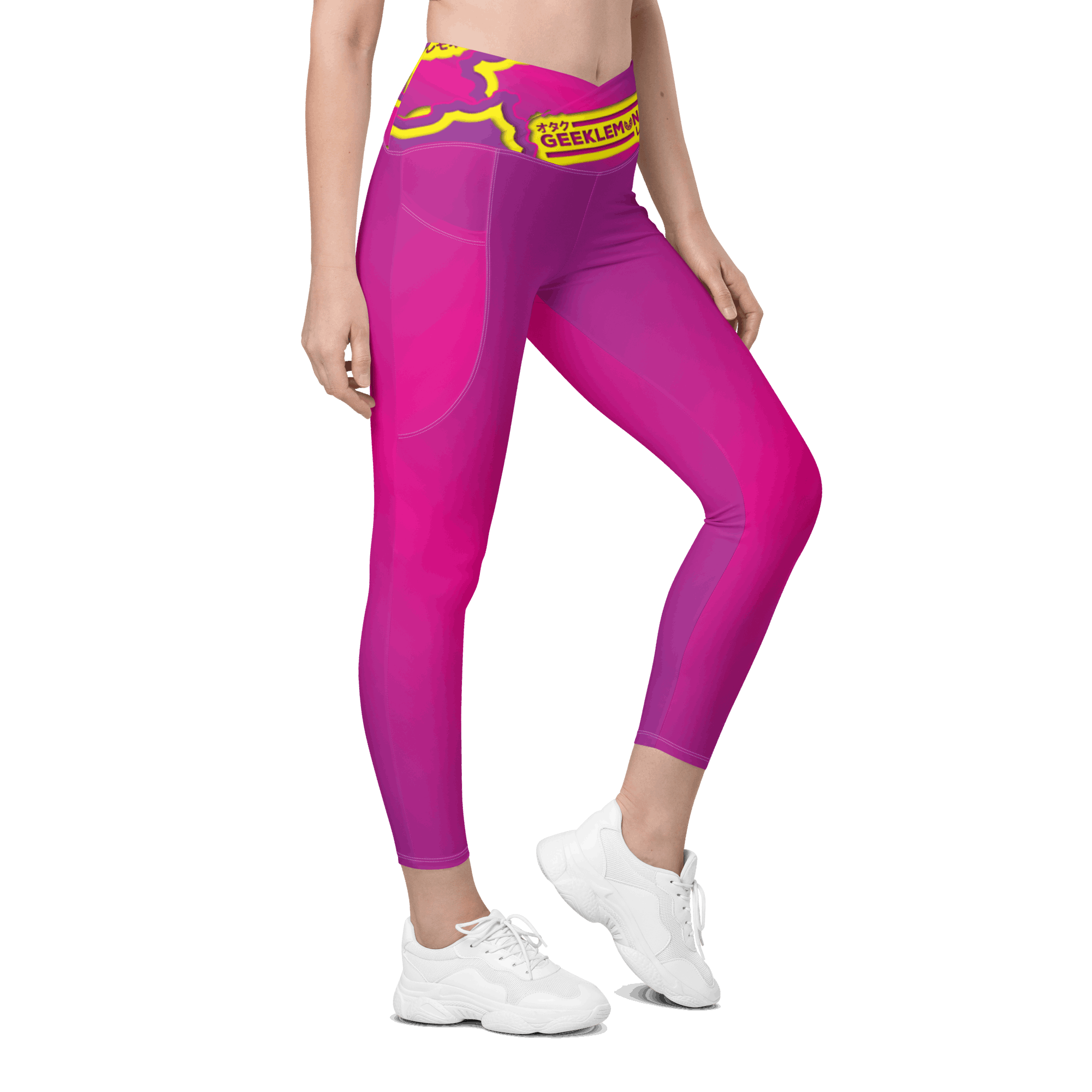 Geek's Pink & Purp - Pink Crossover leggings with pockets
