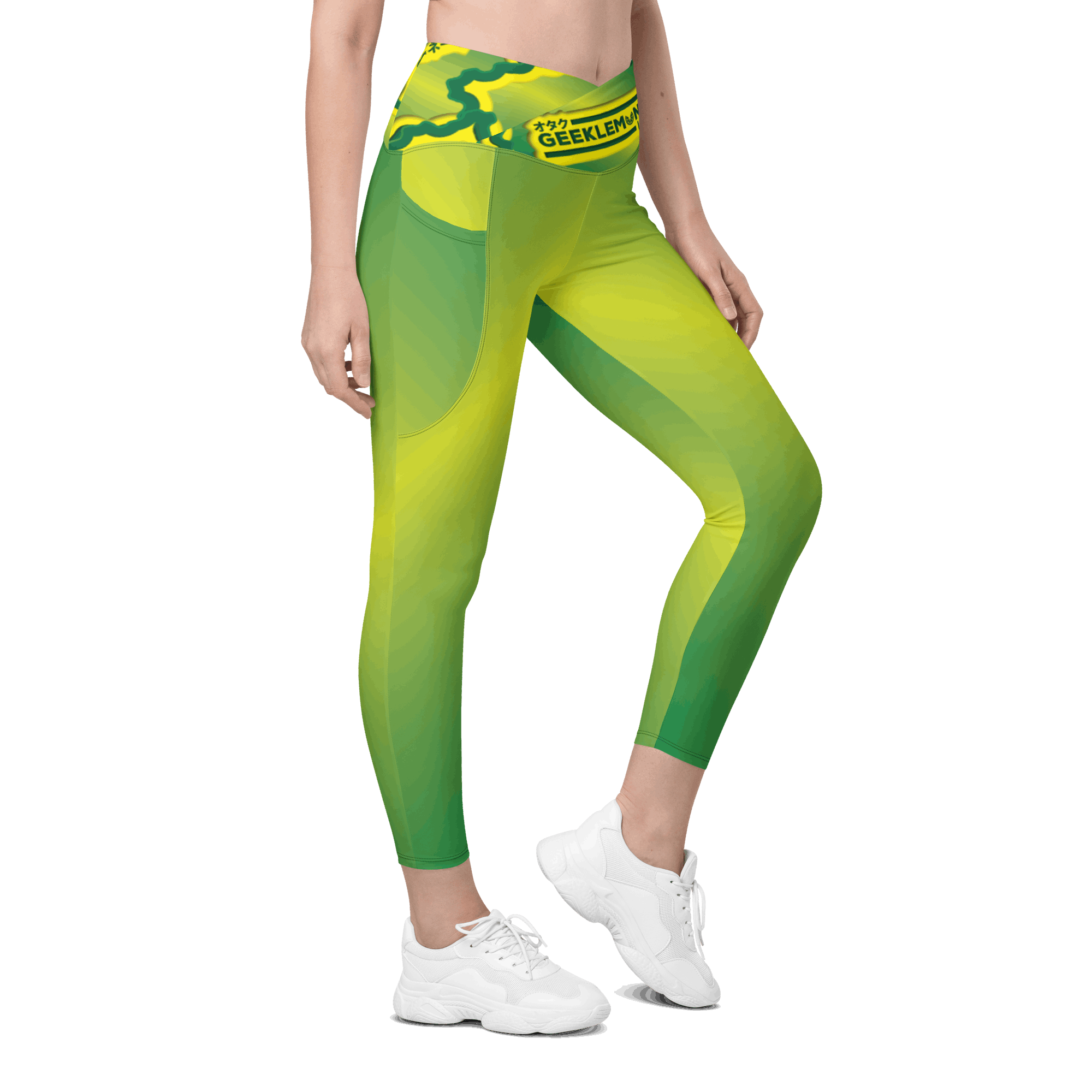 Geek's Pink & Purp - Green Crossover leggings with pockets