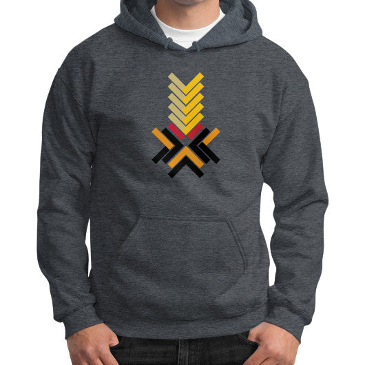 Gildan Hoodie (on man) Dark heather Ar Designed!