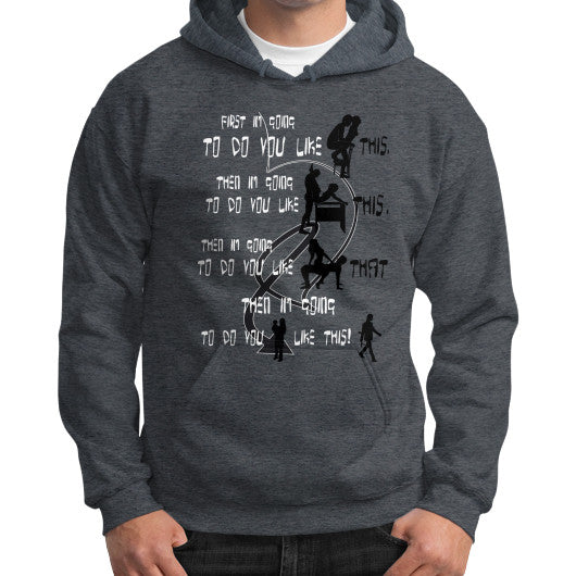 Gildan Hoodie (on man) Dark heather Ar Designed!