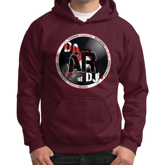 Gildan Hoodie (on man) Maroon Ar Designed!