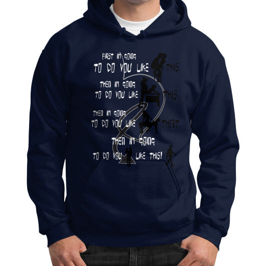 Gildan Hoodie (on man) Navy Ar Designed!