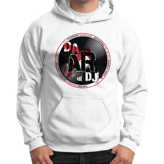 Gildan Hoodie (on man) White Ar Designed!