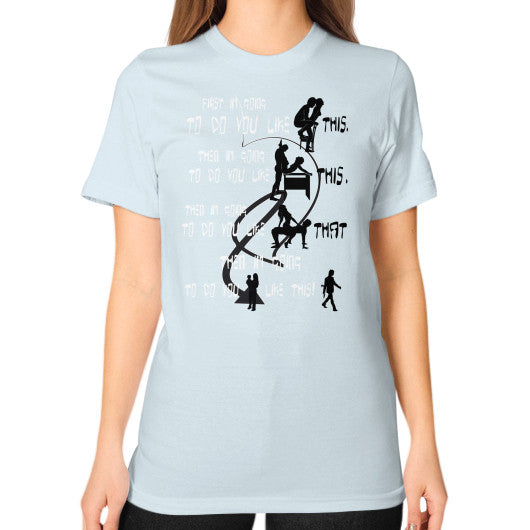 Unisex T-Shirt (on woman) Light blue Ar Designed!