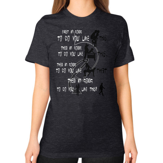 Unisex T-Shirt (on woman) Tri-Blend Black Ar Designed!