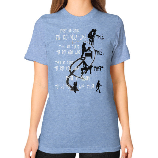 Unisex T-Shirt (on woman) Tri-Blend Blue Ar Designed!